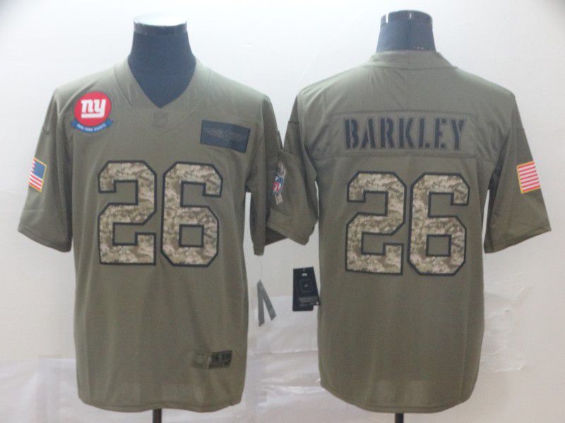 Men New York Giants #26 Barkley Camo Nike Olive Salute To Service Limited NFL Jersey